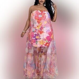 🌸 PLUS Floral Mesh Dress 🌼